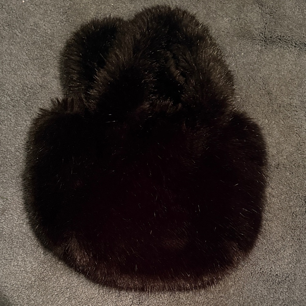 J Crew Black Faux fur mini tote bag.  NWT
